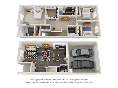 Floor plan for 3 beds, 2.5 baths, 1584 sqft